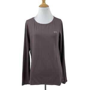 Under Armour Shirt Womens M Medium Dark Mauve Fitted HeatGear Long Sleeve Tee